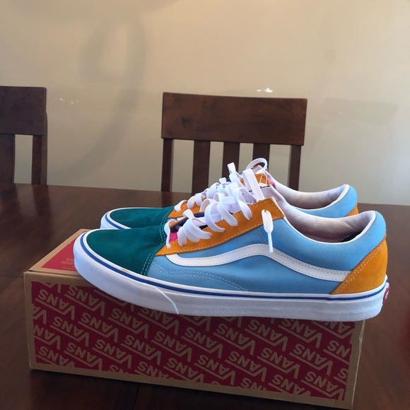 green blue pink orange vans